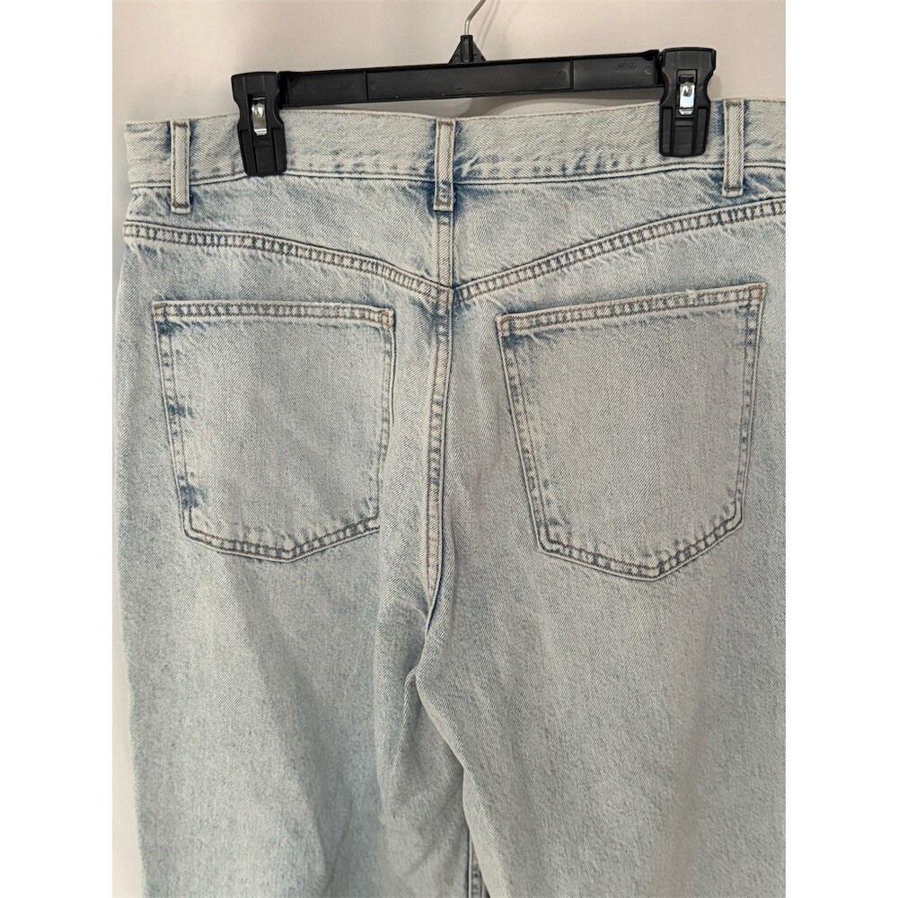 Zara Jeans Womens Size 12 Light Wash Blue Wide-Leg Cropped High Rise Raw12 - Picture 7 of 11